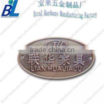 Brushed metal antique furniture plates in zinc alloy