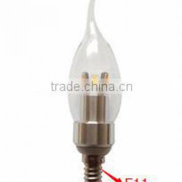E11 LED SMD CANDLE LIGHT LAMP FULL CLEAR GLASS WARM WHITE