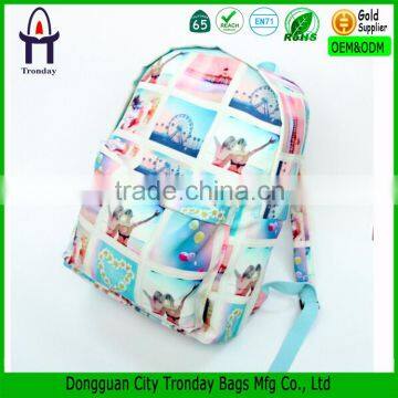 2015 hot heat transfer printing canvas school backpack