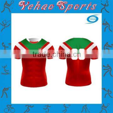 Quality cheap rugby jersey design red color and green