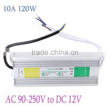 Convert AC to DC Waterproof Lighting Transformers 120W Voltage Transformer Switch AC90-250V to DC12V Power Supply for Led Strip