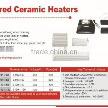 245mmx60mm Mold Heating Ceramic Flat Infrared Heater 250w/1000W photo-6