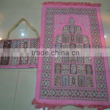 BT- 607adult muslim prayer mat and rugs with bag Haji gift