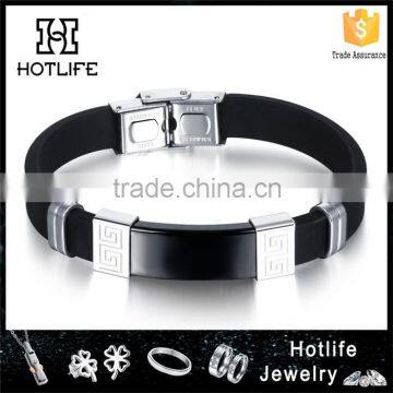 men jewelry stainless steel custom silicone bracelet single