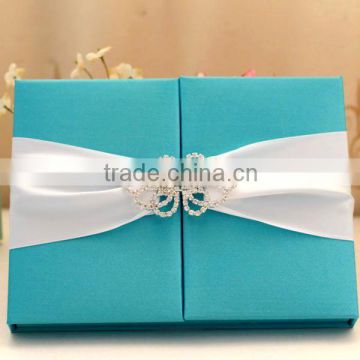 Good quality customized luxury silk wedding invitation box