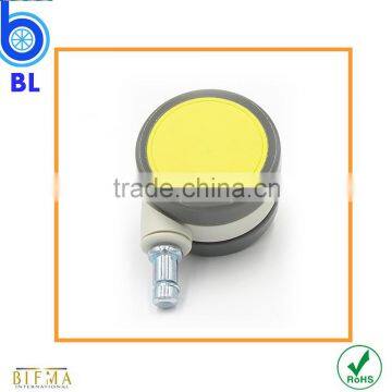 Eco-friendly Swivel 64mm Yellow Grip Ring Stem TPR Appliance Furniture Caster Wheel photo-2