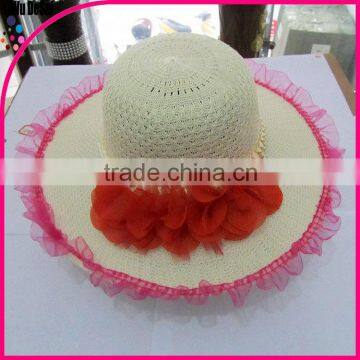 2015 Fashion Summer Flower Bowknot Beach Wholesale Lady White Hat photo-6
