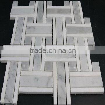 rectangular white carrara marble mosaics