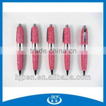 Pink Leather Short Barrel Metal Ballpoint Pen Gift Mini Pen