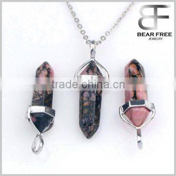 Natural Rock Crystal Quartz Hexagonal Healing Point Pendant Chakra Cut Gemstone Necklace Pendant