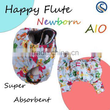 2016 happy flute newborn AIO baby cloth diaper/ washable waterproof resuable cloth nappies