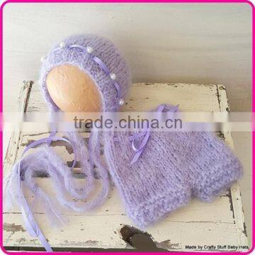 2015 new fashion newborn baby girl photography prop set crochet mohair outfit for baby girl