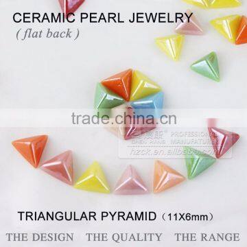 Ceramics Pearl 11*6mm Triangular Pyramid Flat Back Ceramic Rhinestone Factory Direct on Sales photo-4