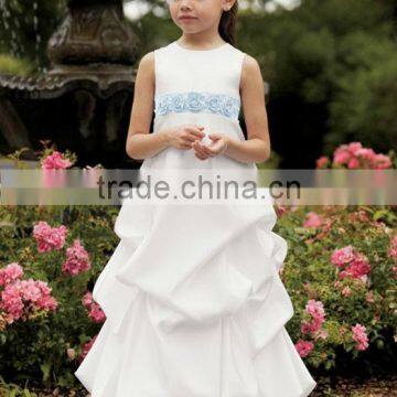 Stylish Lovely Wide Straps Ruffle Handmade Flower Party Dress For Kids Flower Girl Dress 18