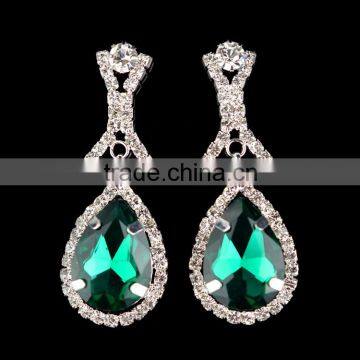 wholesale solid silver 925 stamped bridal teardrop gold women crystal earrings