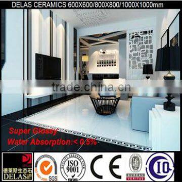 Polished Super Black and Super White Quartz Artificial Ceramic Tile