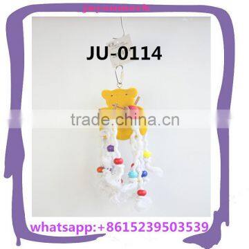 eco friendly wood rope hanging windbell big macaw parrot toy