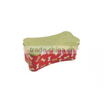 bone-shaped tin box, dog food tin, cat food box