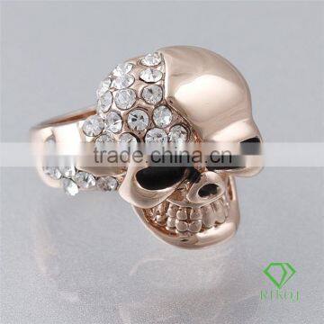 18k gold plating austrian crystal retro punk skull rings