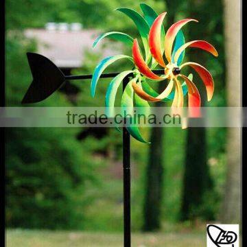 Multicolor Metal Windmill Winnower Garden Stakes
