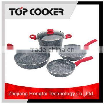 Aluminium press ceramic marble coated cookware set
