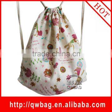2016 recycled cheap cotton fabric drawing string bags