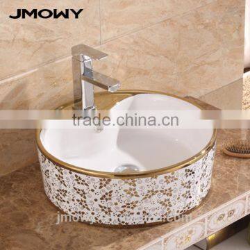 gold plated washing sink art basin china bathroom hand wash basin