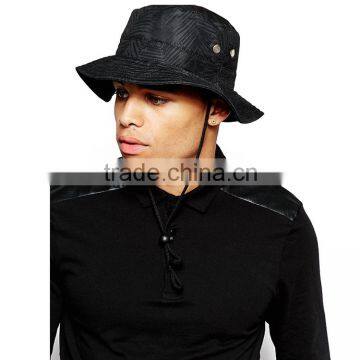 Guangjia Cap Manufacturer Wholesale Hot Selling Custom Blank Black Man Bucket Hat With String photo-5