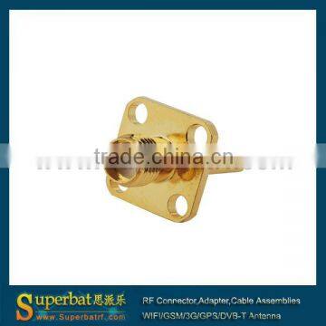 sma female rf connector adapter SMA 4 hole panel mount jack with long dielectric and solder post sma female panel mount