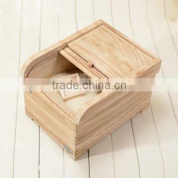 wooden food storage box with sliding door