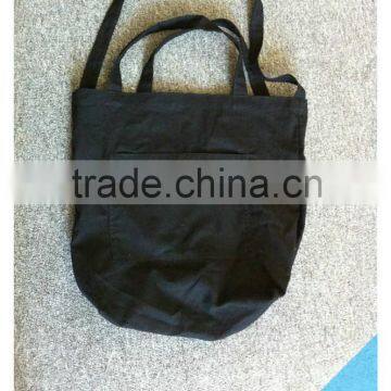 New style solid black recyclable cotton shoulder bag