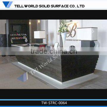 White countertop with black reception desk 2 person restaurant reception desk for sale