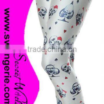 Women Ace Skulls Head Skinny Digital Printed Leggings photo-6