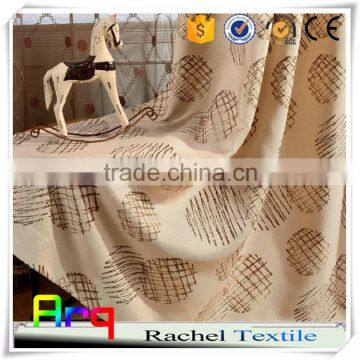 linen look polyester cotton blend 100% blackout fabric jacquard curtain-geometry design