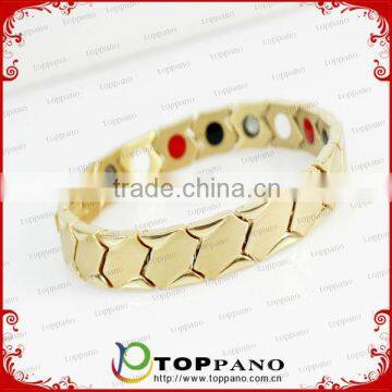 custom engraved stainless steel bracelet high quality gold plated magnetic energy metal bracelet china supplier