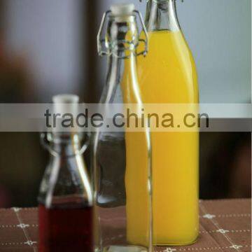 Glass milk bottle with ball clip/leak-proff glass juice bottle