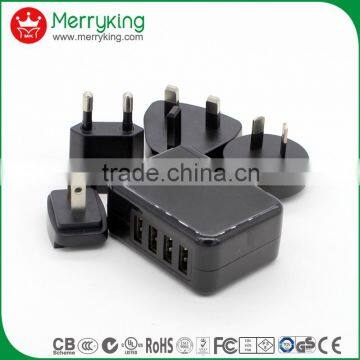 US AU EU UK Plug Four Port Usb Wall Plug Charger for Cellphone photo-5
