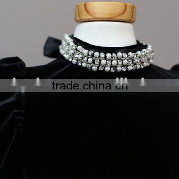 Pearl Neck Long Sleeves Baby Girls Dresses Velvet photo-4