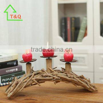 2016 creative hotselling wooden handmade bridge metal candle holder parts
