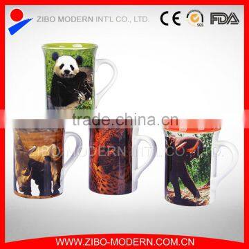 9oz flared shape 2-tone color ceramic mug with imprint