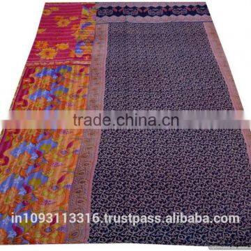 Vintage Kantha Quilts Reversible Sari Quilt | Handmade Kantha Quilts