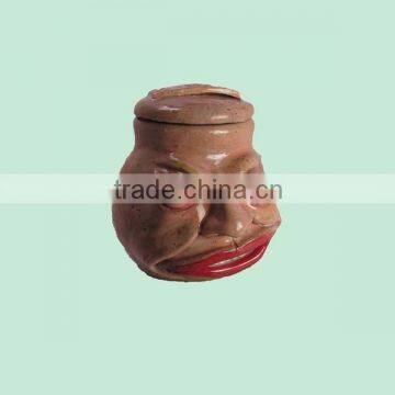 Wholesale Unique Handmade Men Face Large Terracotta Spice Jar