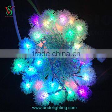 New special led fluffy string ball light for outdoor christmas decoration