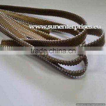 Leather With Chain -Flat Leather with ball chain 6mm Medium Brown