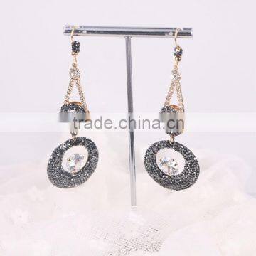 White Shiny Crystal Zircon Earring Dangle Brass Gold Plated Earring Jewelry