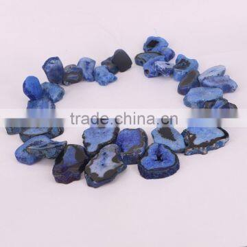 Dark Blue Agate Stone Druzy Beads - Agate Connector Stones For Jewelry Making