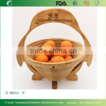 2015 Hot Sale Folding Penguin Shape Bamboo Basket For Food&Fruit