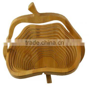 Large Flatware Pear Shaped Folding Bamboo Collapsing Wooden Hanging Bread Roll Basket photo-3