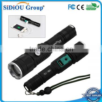 Sidiou Group 2nd Generation Charging Treasure Flashlight 10W XM-L T6 1200Lm Adjustable Focus Torch USB Charger Power Bank