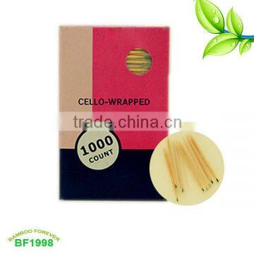 1000pcs per box individual Cello wrapped mint bamboo Toothpick